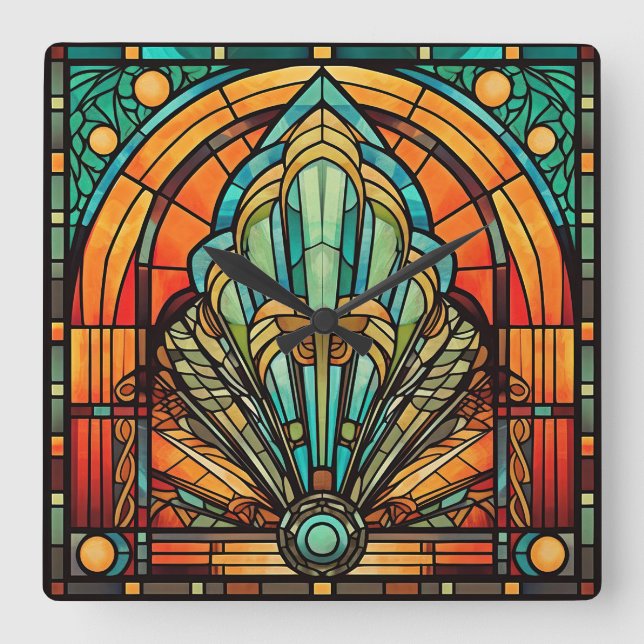 Art Deco Väggtimme Fyrkantig Klocka (Framsida)