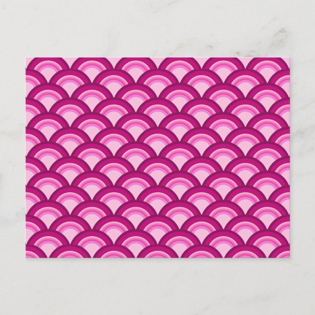Art Deco vågmönster - magenta och rosa Vykort (Framsida)