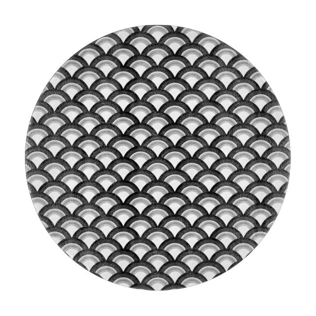 Art Deco-vågorna mönster - svartvitt (Framsidan)