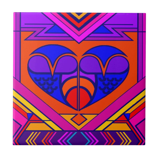 Art Deco Valentine Heart Kakelplatta (Framsidan)