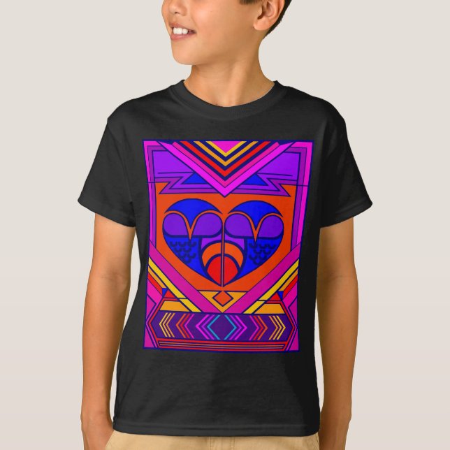 Art Deco Valentine Heart Tee Shirt (Framsida)