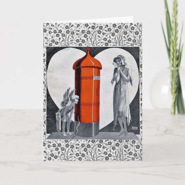 Art Deco Valentines day-kort Helgkort (Framsida)