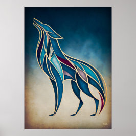 Art Deco Vargande Abstrakt Geometrisk Djurkonst Poster