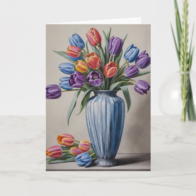 Art Deco Vas i Tulips Kort (Framsida)
