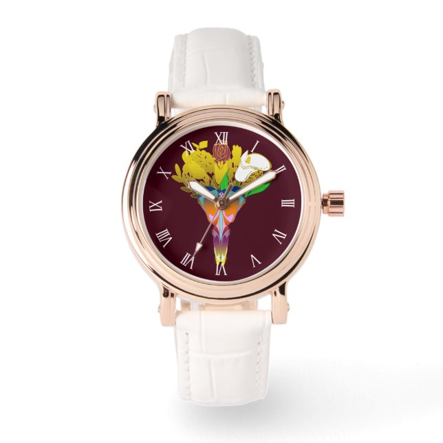 Art Deco Vase with Golden Flowers Armbandsur (Framsida)