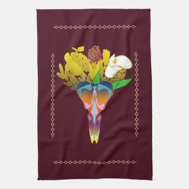 Art Deco Vase with Golden Flowers Kökshandduk (Vertikal)