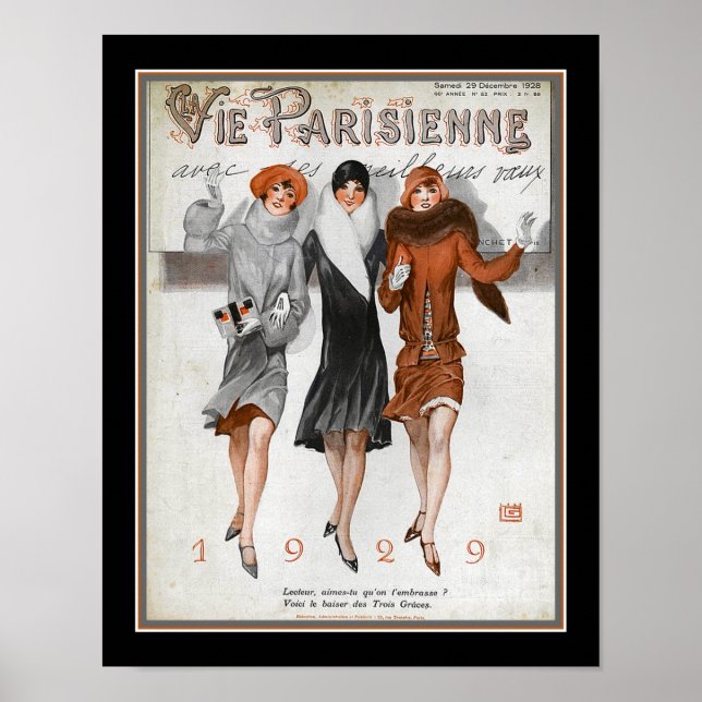 Art Deco Vie Parisenne 1929 - nyårsjubileum Poster (Framsidan)