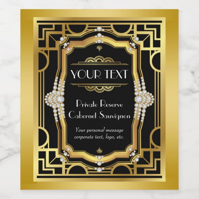 Art Deco Vin Flaska-etiketter Vinflaska Etikett (Singel etikett)