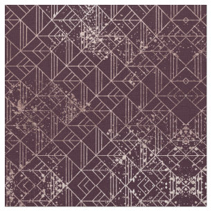 Art Deco Vin Red Guld Geometric Retro Mönster Tyg