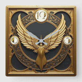 Art Deco Vingar Fyrkantig Klocka