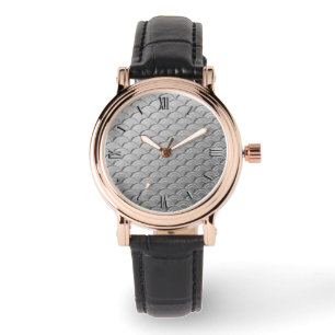 Art déco vinkar mönster - metalliskt silver armbandsur