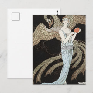 Art Deco Vintage 1920-tals Mode Flapper Fenix Vykort