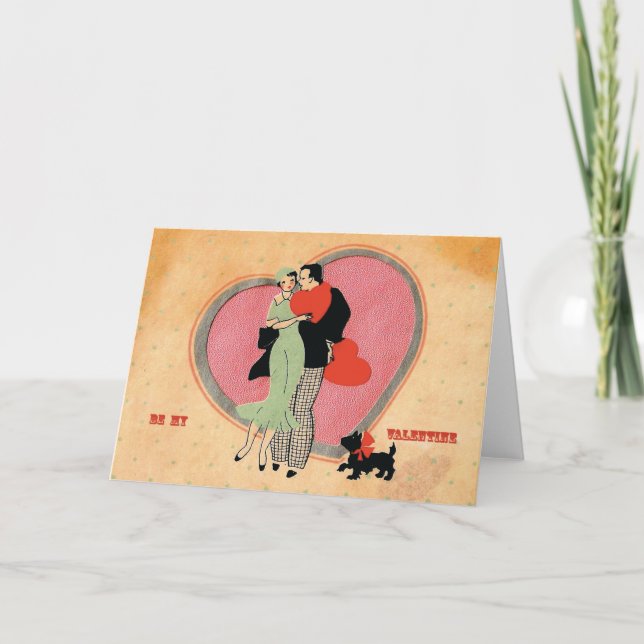 Art Deco Vintage ~ be min Valentine Helgkort (Framsida)