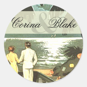 Art Deco-Vintage Beach Runt Klistermärke