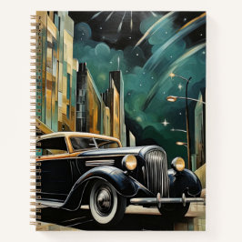 Art Deco Vintage bil Black Spiral-dator, svart Gul