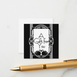 Art Deco Vintage Black and White Swans Tilläggskort