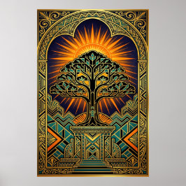 Art Deco Vintage Filmrulle Monument Guld Poster