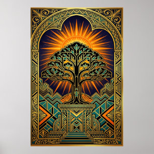 Art Deco Vintage Filmrulle Monument Guld Poster