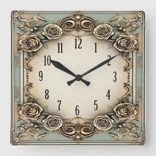 Art Deco Vintage Fyrkantig Klocka