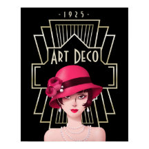 Art Deco Vintage Glam 1920-tal Dam Svart