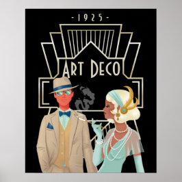 Art Deco Vintage Glam 1920-Talspar Två Svarta Poster