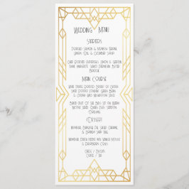 Art Deco Vintage Guld Bröllop Flat Menu Meny
