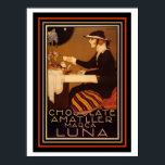Art Deco-Vintage kaffe Poster 12 x 16<br><div class="desc">Underbar vintage Art Deco kallade reklam för Chocolate Amatller Marca Luna. 12 x 16</div>