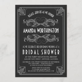 Art Deco Vintage Silver Inbjudningskort för möhipp