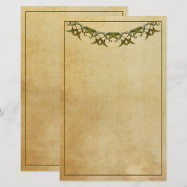 Art Deco Vintage Stationery Papper med Greenery