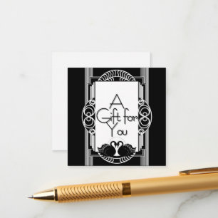 Art Deco Vintage Svarta och Vita Svanar Tilläggskort