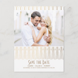 Art Deco Vintage White Guld Photo Save Date (fotos Meddelande Vykort