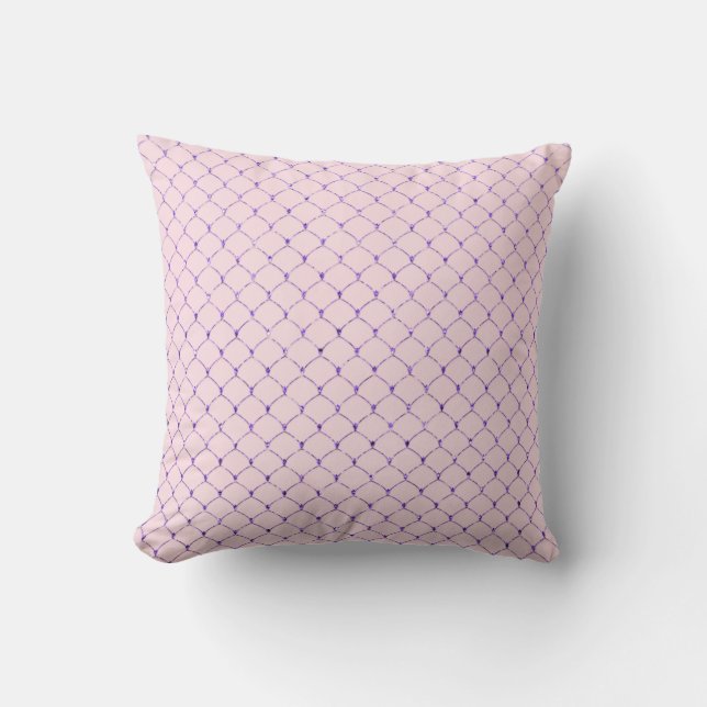 Art Deco Violet Rosa Net White Scales Sjöjungfru Kudde (Framsida)
