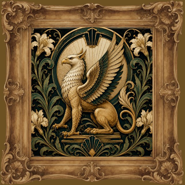 ART DECO VIT KERAMISK GRYFFELPLATTA KAKELPLATTA (Skapare uppladdad)