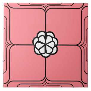Art Deco Vit ros på Rosa Kakelplatta