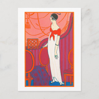 Art Deco-vykort 7 i röd färg Vykort