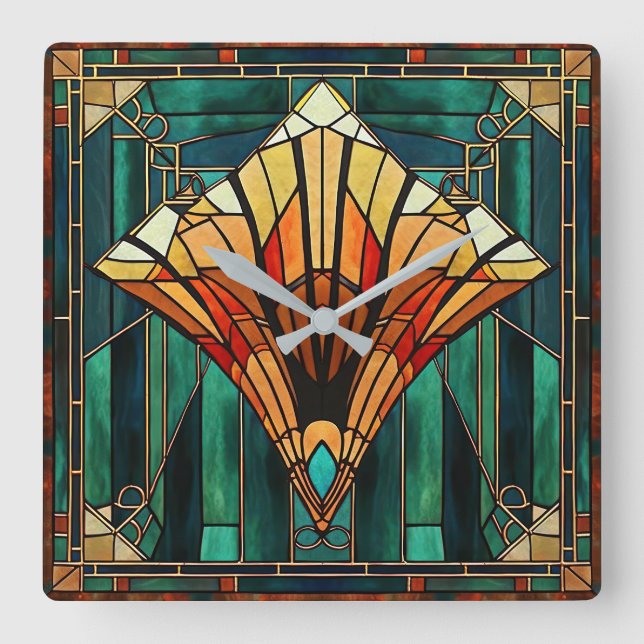 Art Deco Wall Clock Fyrkantig Klocka (Framsida)