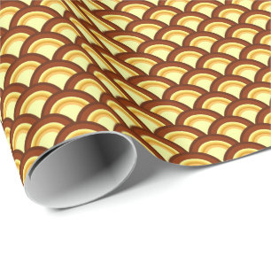 Art Deco wave mönster - choklad och gult Presentpapper