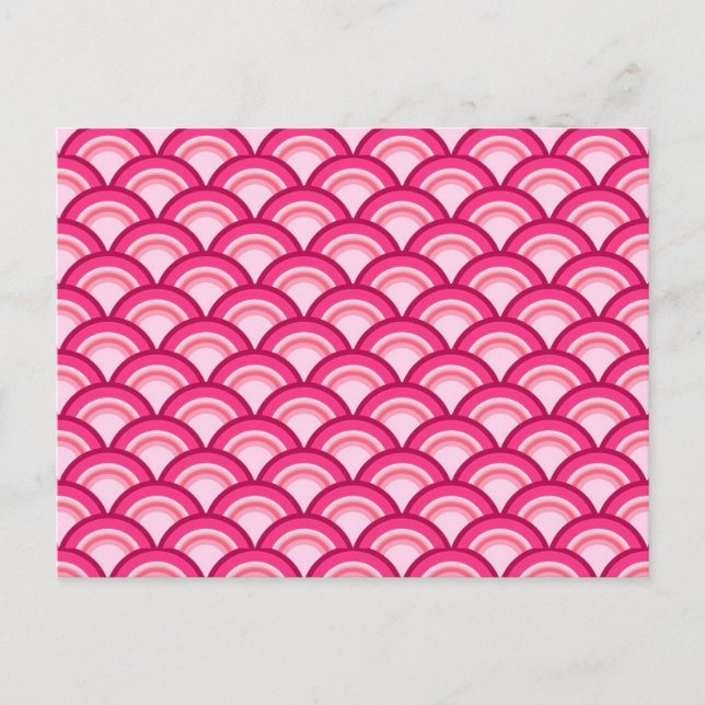 Art Deco wave mönster - fuchsia and coral Vykort (Framsida)