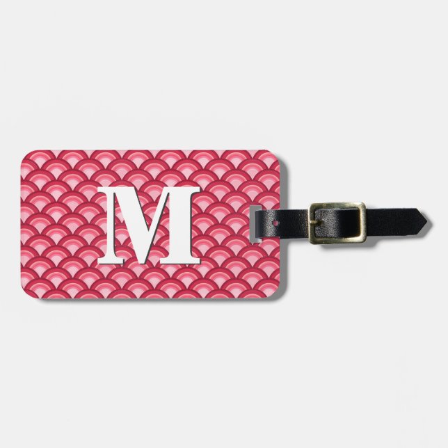 Art Deco wave mönster - Red and fuchsia Bagagebricka (Horisontell Framsida)