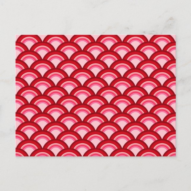 Art Deco wave mönster - Red and fuchsia Vykort (Framsida)