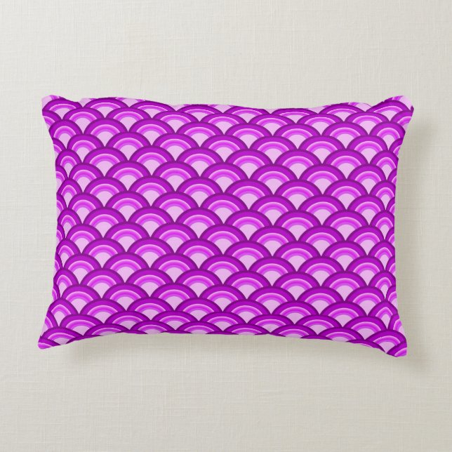 Art Deco wave mönster - violet och orchid Prydnadskudde (Baksidan)