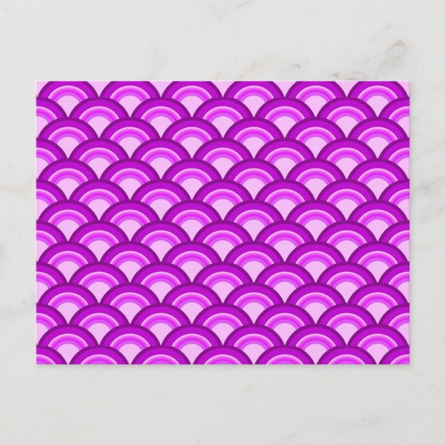 Art Deco wave mönster - violet och orchid Vykort (Framsida)