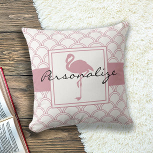 Art Deco Wave Patten Rosa Flamingo Kudde