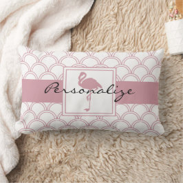 Art Deco Wave Patten Rosa Flamingo Lumbarkudde