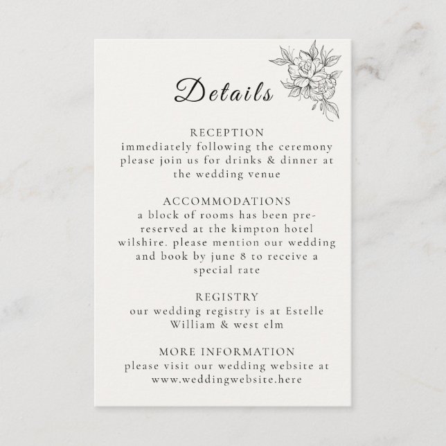 Art Deco Wedding Enclosure Card  Tilläggskort (Framsida)