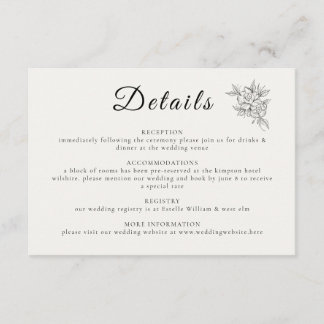 Art Deco Wedding Enclosure Card Tilläggskort