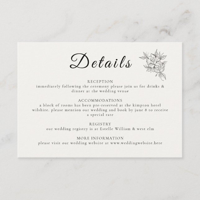 Art Deco Wedding Enclosure Card  Tilläggskort (Framsida)