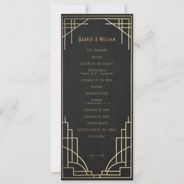 Art Deco wedding program (Framsida)