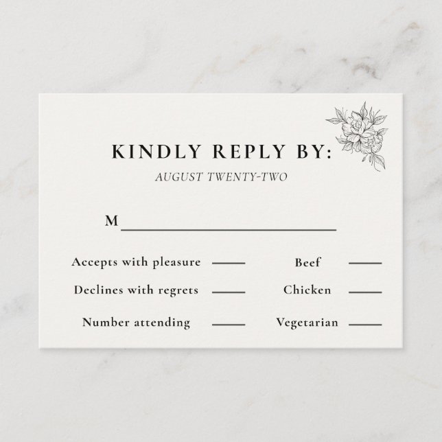 Art Deco Wedding RSVP Card  OSA Kort (Framsida)