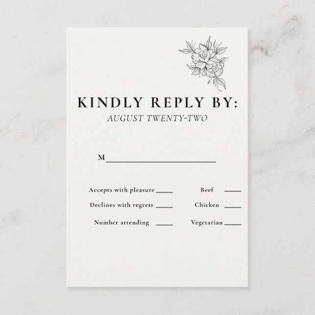 Art Deco Wedding RSVP Card  OSA Kort (Framsida)